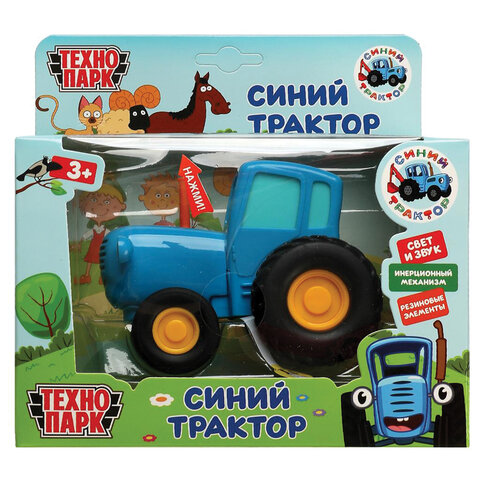 Трактор металлический, СИНИЙ ТРАКТОР, длина 11 см, инерционный, свет-звук, ТЕХНОПАРК, 343453, 376584 - фото 1