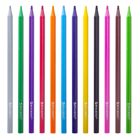 Карандаши цветные BRAUBERG, 12 цветов, цветной корпус, упаковка ПВХ-бокс, шестигранные, 182067 - фото 3