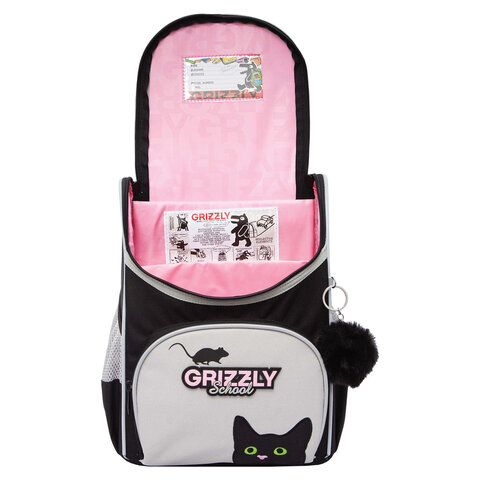 Ранец GRIZZLY анатомическая спинка, с мешком для обуви, для девочек, "BLACKY", серый, 33х25х13 см, RAm-584-1/2 - фото 4