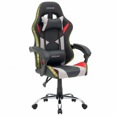 Кресло компьютерное CROMEX (КРОМЕКС) "Quantum GM-155 RGB", подсветка, две подушки, экокожа, черное/красное/серое, 532955 - фото 22