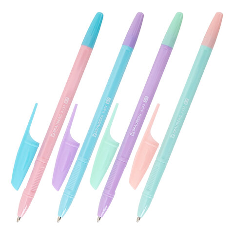 Ручки шариковые BRAUBERG "X-333 PASTEL MIX", НАБОР 8 ШТУК, СИНИЕ, узел 0,7 мм, линия письма 0,35 мм, 144535 - фото 2