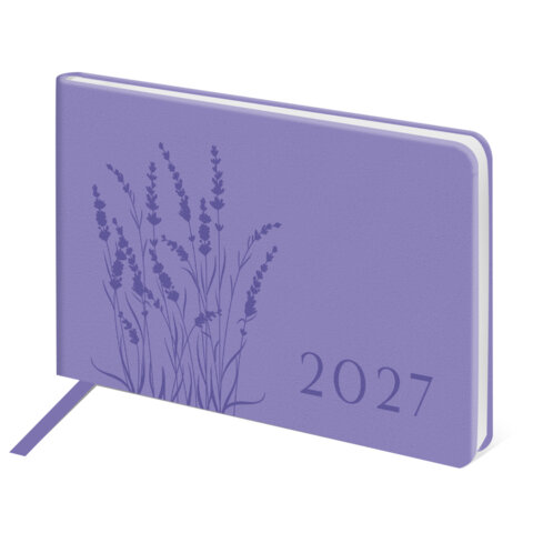 Еженедельник датированный 2027, МАЛЫЙ ФОРМАТ, 105х160 мм, А6, BRAUBERG "Imprint", тиснение, сиреневый, 118162 - фото 1