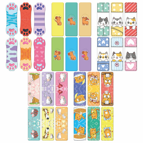 Закладки для книг МАГНИТНЫЕ, "ЯРКИЙ МИКС", комплект 30 штук, 35x25 мм, FUNSTER (ФАНСТЕР), 116657 - фото 3