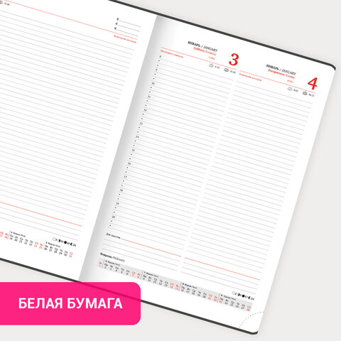 Ежедневник датированный 2026 БОЛЬШОЙ ФОРМАТ 210х297 мм, А4, BRAUBERG "Favorite", под кожу, бордо, 117240 - фото 16