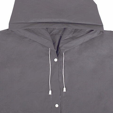 Дождевик плащ на кнопках, EVA, многоразовый прочный, чехол в комплекте, универсальный размер, серый, SHAMAANI (ШАМААНИ), 610936 - фото 6