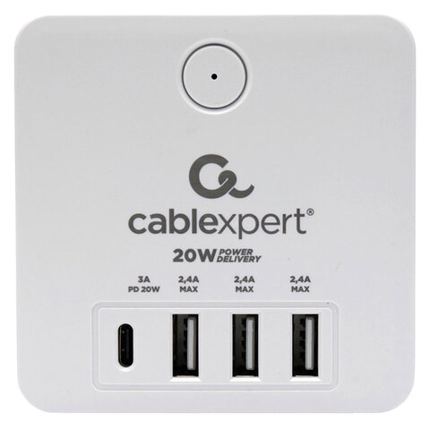 Сетевой фильтр CABLEXPERT Cube, 4 розетки, 16 А, 1 x Type-C PD, 3 х USB, белый, CUBE-4-СU3-W, CUBE-4-CU3-W - фото 3
