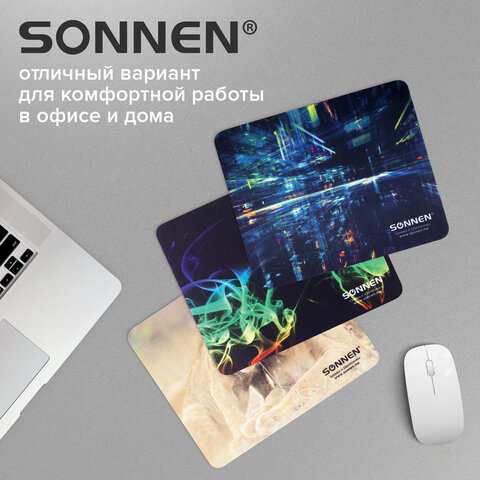 Коврик для мыши SONNEN "SMOKE", резина + ткань, 220х180х3 мм, 513289 - фото 11