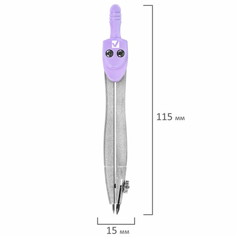 Готовальня BRAUBERG SCHOOL KIT, 8 предметов, циркуль 115 мм, чертежные принадлежности, лавандовый цвет, 210703 - фото 11