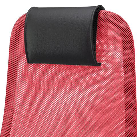 Кресло офисное МЕТТА "SU-B-8" хром, ткань-сетка, сиденье мягкое, красное - фото 10