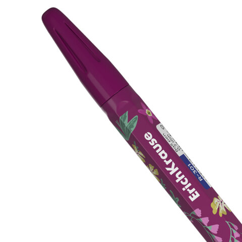 Ручка шариковая ERICH KRAUSE "R-301 Stick Floral" СИНЯЯ, синяя, корпус ассорти, линия 0,35 мм, 63077 - фото 6