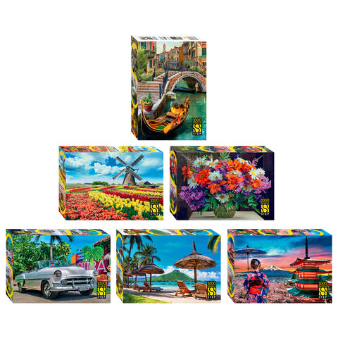Пазл картонный 1000 элементов, АССОРТИ, поле 59х46 см, STEP PUZZLE - фото 1