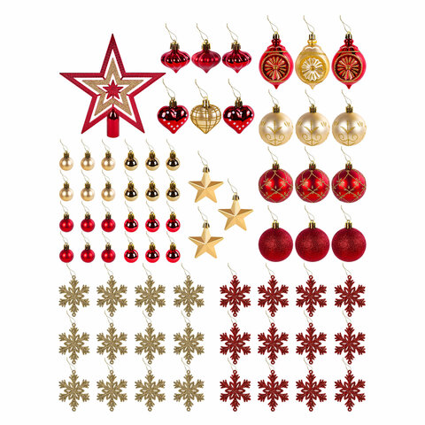 Шары новогодние ёлочные "Red & Gold Luxury" 70 предметов, красный/золото, ЗОЛОТАЯ СКАЗКА, 591714 - фото 2