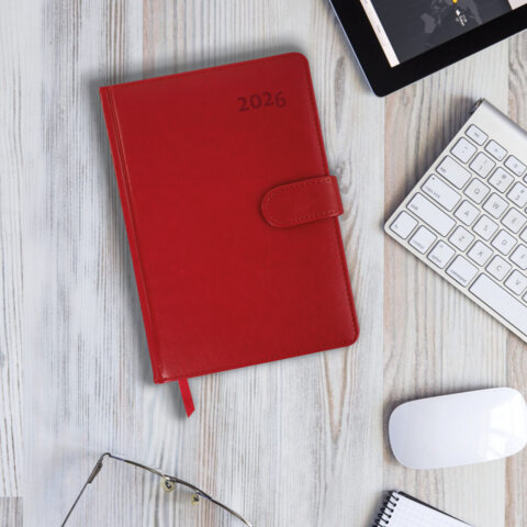 Ежедневник датированный 2026 А5 148х218 мм, GALANT "Ritter", под кожу, красный, 117489 - фото 5