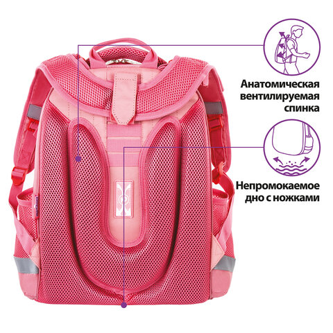 Ранец ЮНЛАНДИЯ EXTRA, с дополнительным объемом, "Pink sneakers", 38x29x18 см, 229928 - фото 11