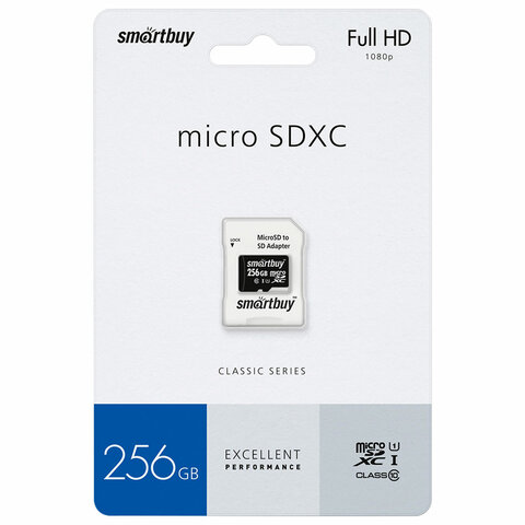 Карта памяти microSDXC 256 GB SMARTBUY, UHS-I, 90 Мб/сек (class 10), с адаптером, SB256GBSDCL10-01 - фото 3