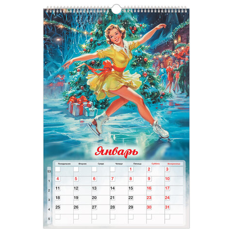 Календарь на гребне с ригелем 2027 г., 30х45 см, BRAUBERG, "Советские плакаты", 118375 - фото 3