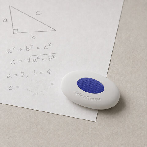 Ластик ERICH KRAUSE "SmartWay Mini Oval", 41х29х9 мм, белый, овальный, пластиковый держатель, 45533 - фото 3