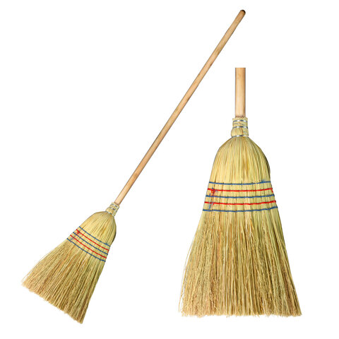 Веник-метла сорго LAIMA 2, натуральный, прошивной, с деревянным черенком 95 см, большой, 450х330 мм, 602463 - фото 3