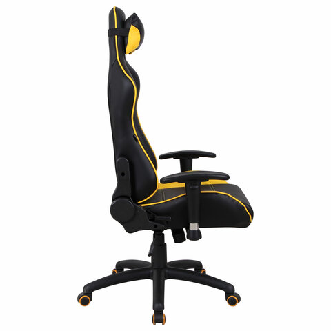 Кресло компьютерное BRABIX "GT Master GM-110", две подушки, экокожа, черное/желтое, 531927 - фото 3
