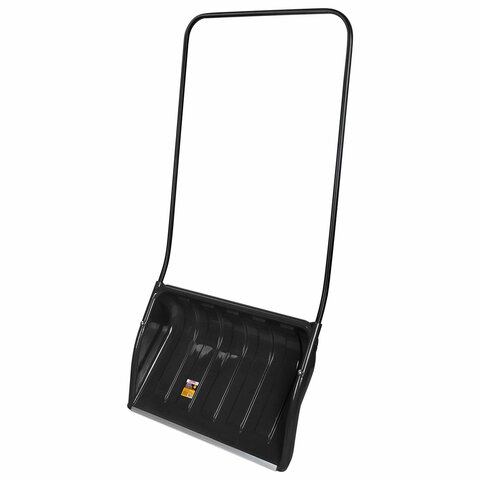 Лопата снеговая СКРЕПЕР 70х47 см пластиковый ЧЕРНЫЙ, алюминиевая планка, рукоятка 110 см, СУПЕРПРОЧНЫЙ, ГРАНДМАСТЕР, 700342 - фото 1