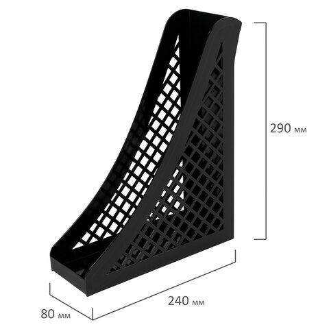 Лоток вертикальный для бумаг BRAUBERG ECO, 240х80х290 мм, сетчатый, черный, 239014 - фото 7
