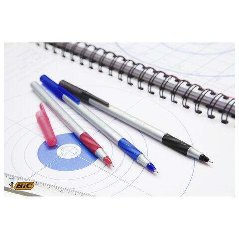 Ручки шариковые с грипом BIC "Round Stic Exact", НАБОР 4 шт., СИНИЕ, линия письма 0,28 мм, блистер, 932857 - фото 11