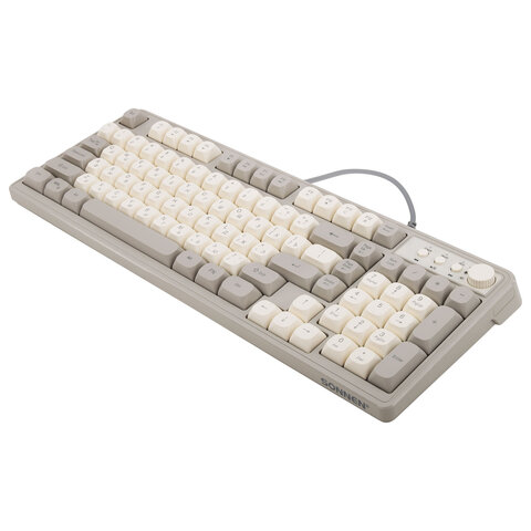 Клавиатура проводная USB, 102+98 клавиш, LED-подсветка, SONNEN K620, слоновая кость / серая, 513950 - фото 2