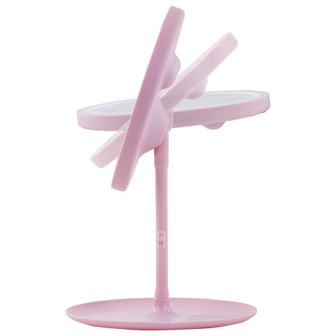 Зеркало настольное с LED-подсветкой для макияжа, диаметр 17 см, 3 режима свечения, аккумулятор 1200 mAh, цвет розовый, WBZ (ВБЗ), 609331 - фото 5