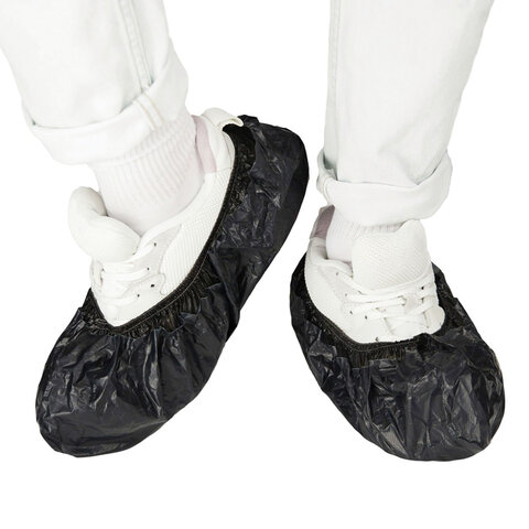 Бахилы двойные, КОМПЛЕКТ 500 шт. (250 пар), STRONG, 39х14 см, 100 мкм, 10 г, черные, ELEGREEN, ЭГЦЧ-100/Н20 - фото 2