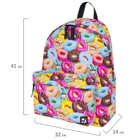 Рюкзак BRAUBERG СИТИ-ФОРМАТ универсальный, "Donuts", разноцветный, 41х32х14 см, 228862 - фото 6