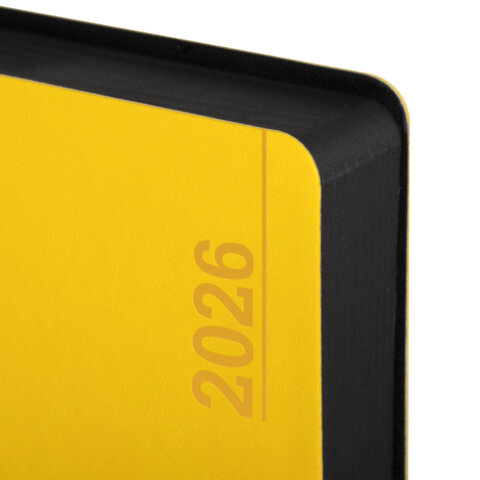 Ежедневник датированный 2026 А5 138x213 мм, BRAUBERG "Metropolis Mix", под кожу, гибкий, желтый, 117441 - фото 3