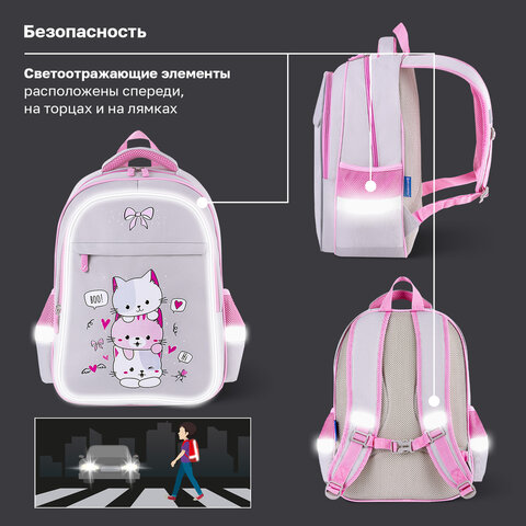 Рюкзак BRAUBERG FAVOUR, 2 отделения, 3 кармана, "Пушистые котята", 40х29х15 см, 271417 - фото 15