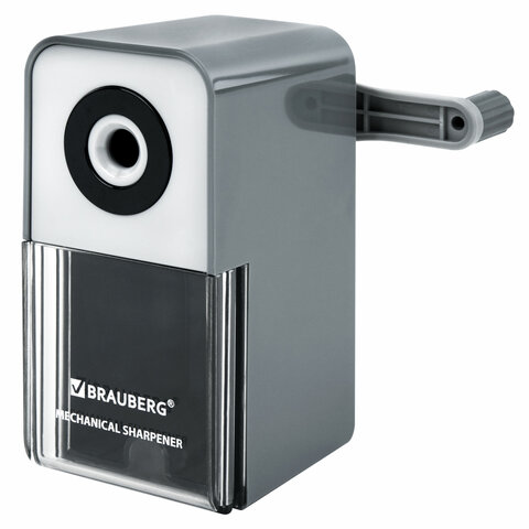 Точилка механическая BRAUBERG CLASSIC, для чернографитных и цветных карандашей, корпус светло-серый, 272002 - фото 1