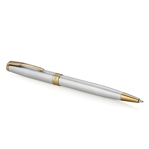 Ручка шариковая PARKER "Sonnet Core Stainless Steel GT", корпус серебро, позолота, черная, 1931507 - фото 5