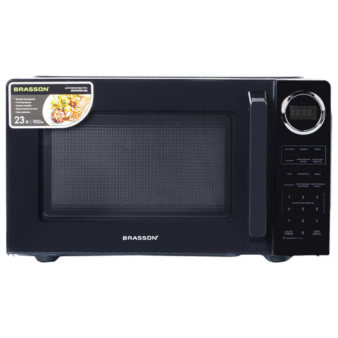 Микроволновая печь BRASSON (БРАССОН) MW2390D-6BL, 23 л, 900 Вт, сенсорное управление, дисплей, таймер, 6 АВТОПРОГРАММ, черная, 454980 - фото 2