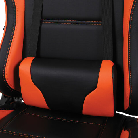 Кресло компьютерное BRABIX "GT Racer GM-100", две подушки, экокожа, черное/оранжевое, 531925 - фото 10