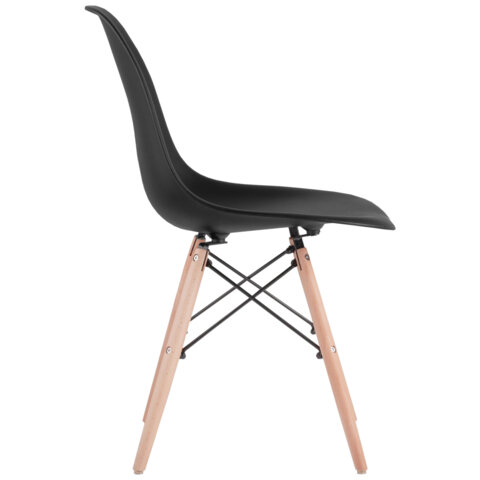 Стулья BRABIX "Eames CF-010", КОМПЛЕКТ 4 шт., пластик черный, опоры дерево/металл, 532631, 2033A - фото 3