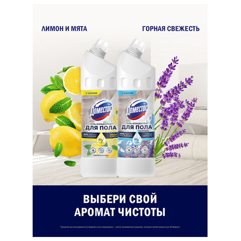 Средство для мытья пола и других поверхностей 1 л, ДОМЕСТОС "Лимон и мята", гель-концентрат - фото 10