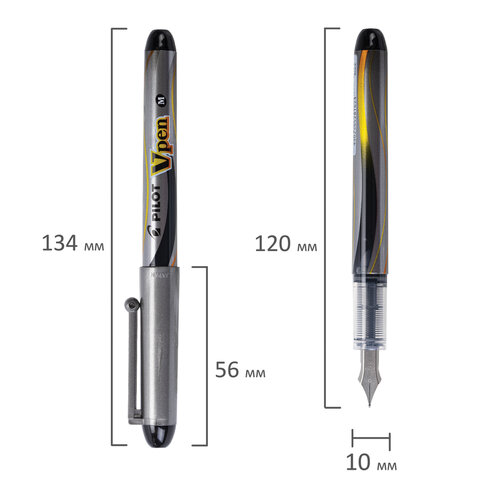 Ручка перьевая PILOT V-Pen, ЧЕРНАЯ, корпус серый, линия письма 0,58 мм, SVP-4M B - фото 8