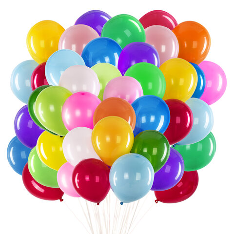 Шары воздушные 25 см, 100 штук, "ЯРКИЕ ЦВЕТА", ассорти, BRAUBERG KIDS, 591873 - фото 1