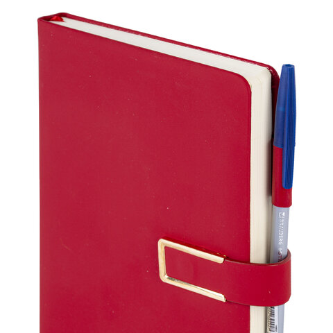 Ежедневник недатированный, А5, 143х210 мм, BRAUBERG "Dainty", под кожу, магнитная застежка, 160 л., красный, 117142 - фото 5