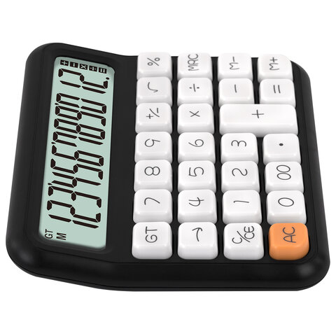 Калькулятор настольный BRAUBERG KW-1000-BK (152x132 мм), 3D-кнопки, 12 разрядов, черный, 272956 - фото 5