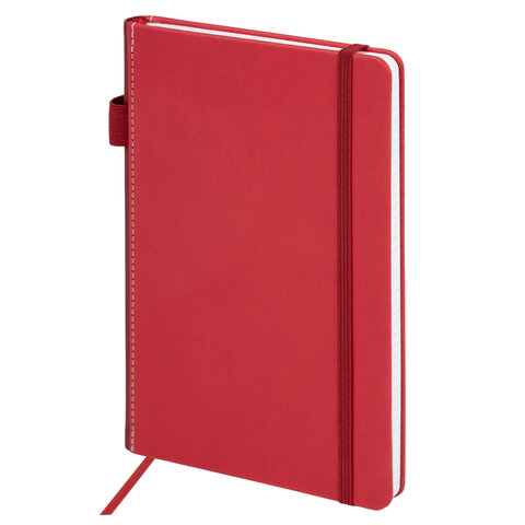 Блокнот А5 135x212 мм BRAUBERG "Edge", под кожу, резинка, держатель, 80 л., клетка, красный, 117147 - фото 2