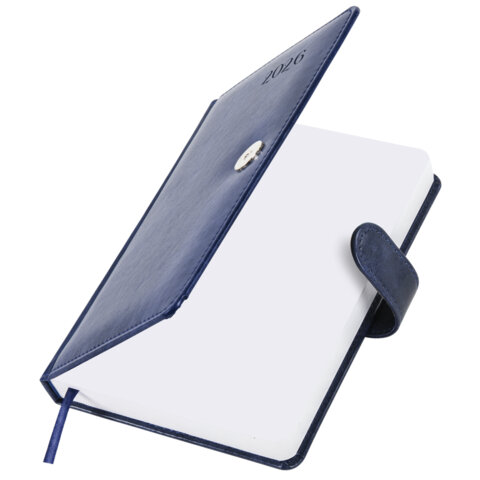 Ежедневник датированный 2026 А5 138x213 мм, BRAUBERG "Legend", под кожу, застежка, синий, 117067 - фото 4