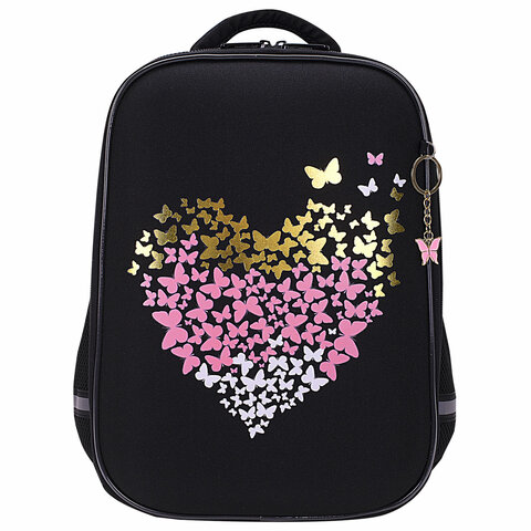 Ранец BRAUBERG LIGHT, 1 отделение, с брелоком, "Shining heart", фольгированная печать, 36х26х13 см, 272029 - фото 2