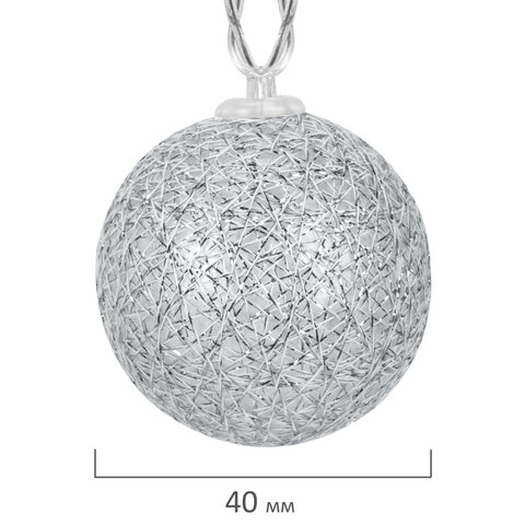 Электрогирлянда-нить комнатная 1,8 м, 16 LED, с насадками, вид: "Шарики", серебро, тёплый белый, на батарейках, ЗОЛОТАЯ СКАЗКА, 592559 - фото 5