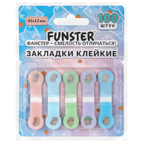 Закладки клейкие Z-сложения FUNSTER (ФАНСТЕР) "Капибары", 45х12 мм, 100 шт. (5 цветов х 20 листов), в диспенсере, 116694 - фото 6