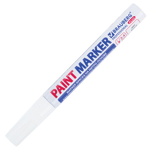 Маркер-краска лаковый (paint marker) 4 мм, БЕЛЫЙ, НИТРО-ОСНОВА, алюминиевый корпус, BRAUBERG PROFESSIONAL PLUS, 151444 - фото 3