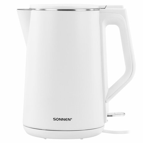 Чайник электрический с двойными стенками SONNEN KT-4103, 1,5 л, 2200 Вт, белый, 456376 - фото 14