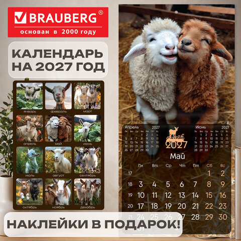Календарь настенный перекидной 2027 г., BRAUBERG, 12 листов, 21,4х42,8 см, МИНИ, "Символ года", 118434 - фото 18
